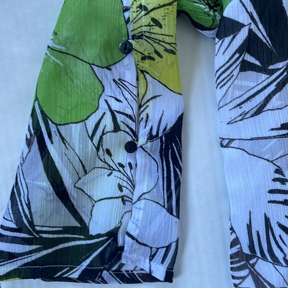 Alfred Dunner Sao Paolo Green and Black Floral Lined Blouse 8P - Picture 14 of 15